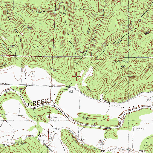 Topographic Map of Shady Grove School (historical), MO