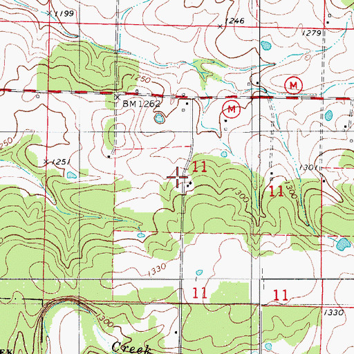 Topographic Map of Shady Grove School (historical), MO