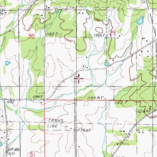 Topographic Map of Shady Grove School (historical), MO