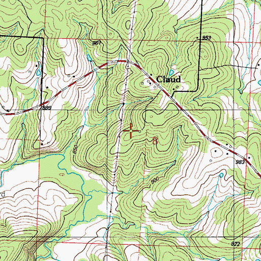 Topographic Map of Shady Hill School (historical), MO