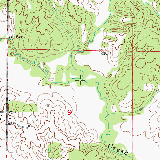 Topographic Map of Shaffer Creek, MO