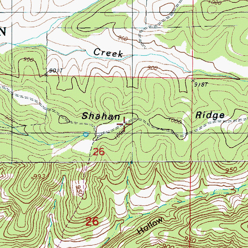 Topographic Map of Shahan Ridge, MO