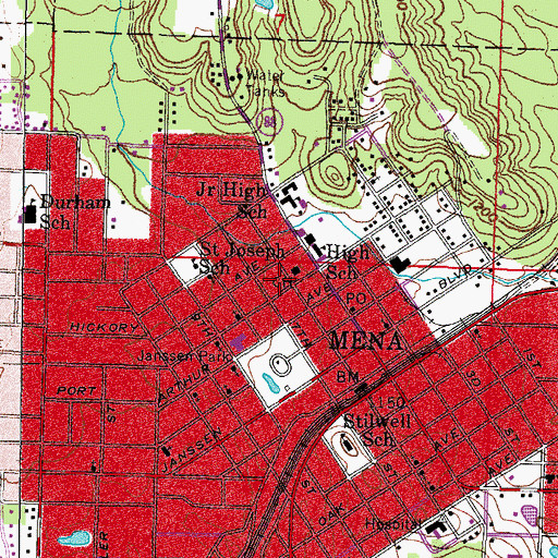 Topographic Map of Mena, AR