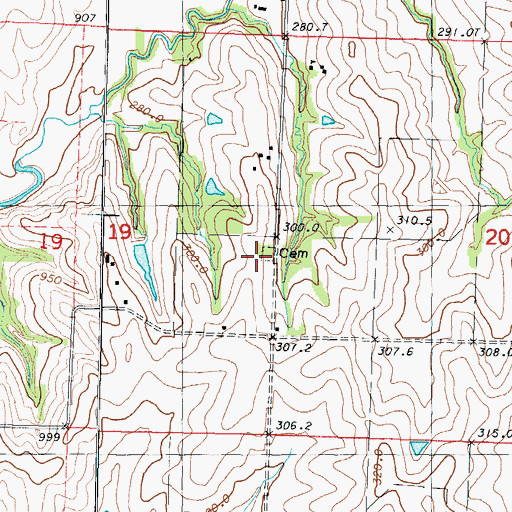 Topographic Map of Shamberger Cemetery, MO