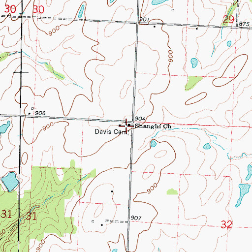 Topographic Map of Shanghi Church, MO
