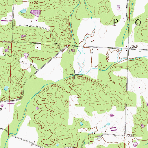 Topographic Map of Merren Creek, AR