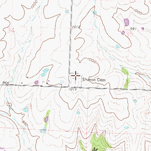Topographic Map of Sharon Cemetery, MO