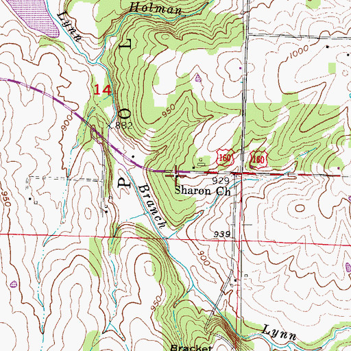 Topographic Map of Sharon Church, MO