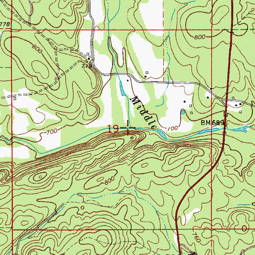 Topographic Map of Merriott Creek, AR