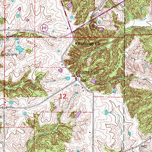 Topographic Map of Shatto Cemetery, MO