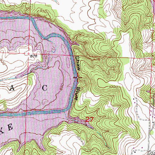 Topographic Map of Shaw Bluff, MO