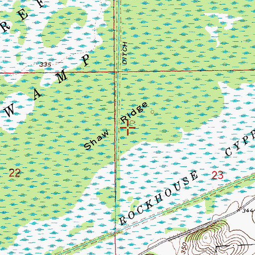 Topographic Map of Shaw Ridge, MO