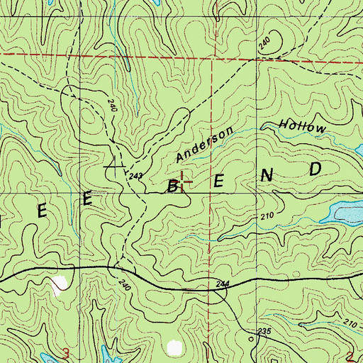 Topographic Map of Shawnee Bend, MO