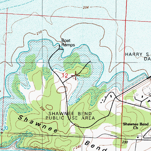 Topographic Map of Shawnee Bend, MO