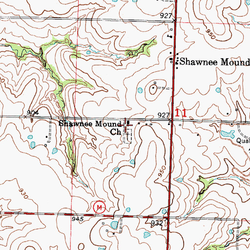 Topographic Map of Shawnee Mound Church, MO