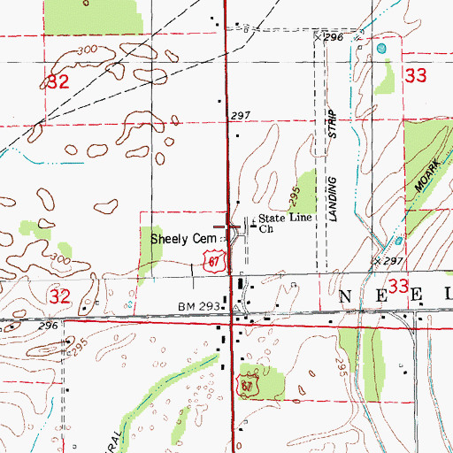 Topographic Map of Sheely Cemetery, MO
