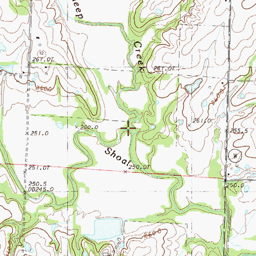 Topographic Map of Sheep Creek, MO