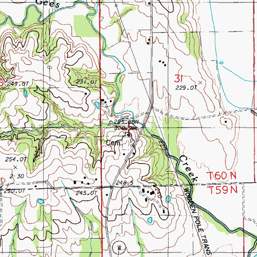 Topographic Map of Shelburn Church, MO