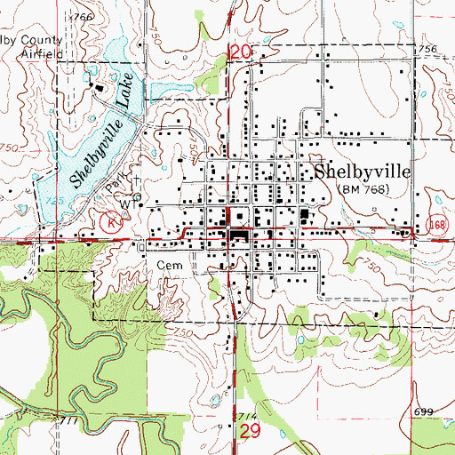 Topographic Map of Shelbyville, MO