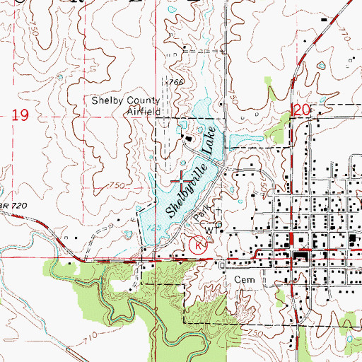 Topographic Map of Shelbyville Lake, MO