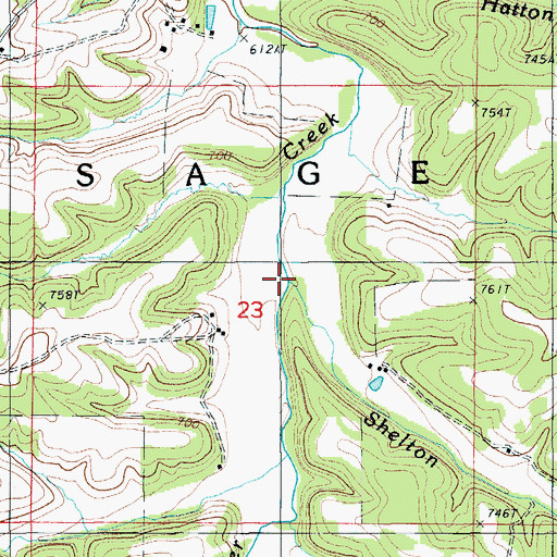Topographic Map of Shelton Branch, MO
