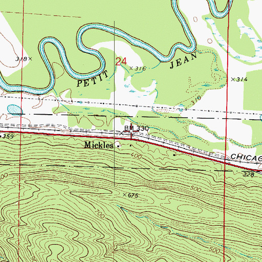 Topographic Map of Mickles, AR