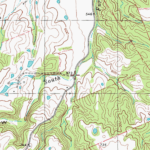 Topographic Map of Shelton Creek, MO