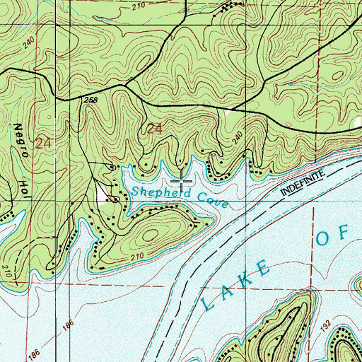 Topographic Map of Shepherd Cove, MO
