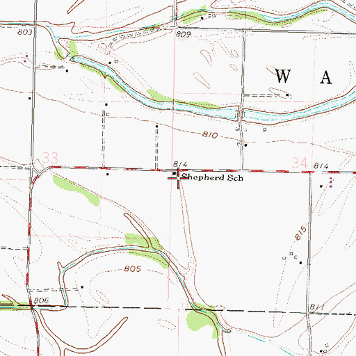 Topographic Map of Shepherd School, MO