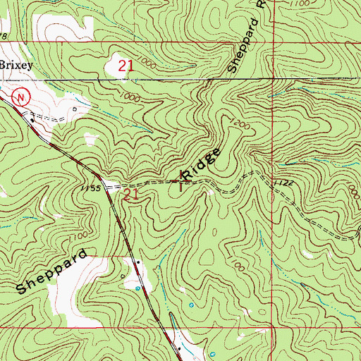 Topographic Map of Sheppard Ridge, MO