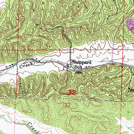 Topographic Map of Sheppard School, MO