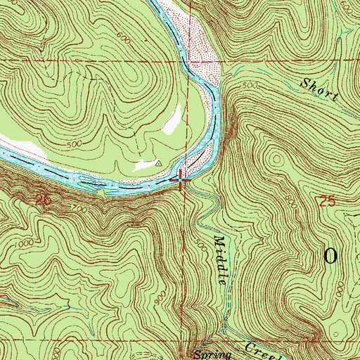 Topographic Map of Middle Creek, AR
