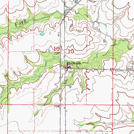Topographic Map of Shilo Church, MO
