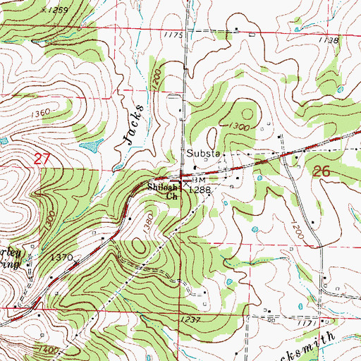 Topographic Map of Shiloah Church, MO