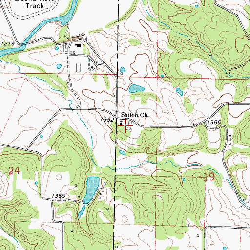 Topographic Map of Shiloh Church, MO