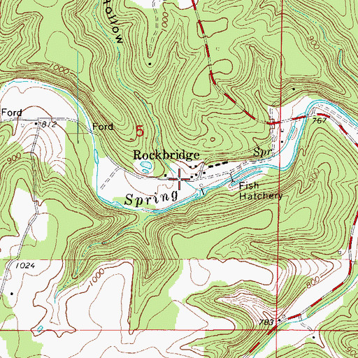 Topographic Map of Shiloh Hollow, MO