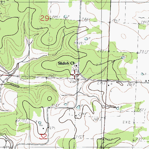 Topographic Map of Shiloh School (historical), MO