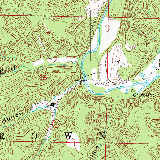 Topographic Map of Shingle Hollow, MO