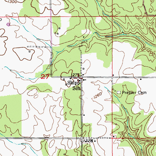 Topographic Map of Shipp School, MO
