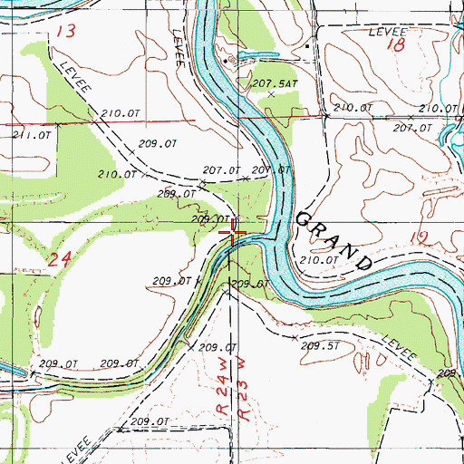 Topographic Map of Shoal Creek, MO