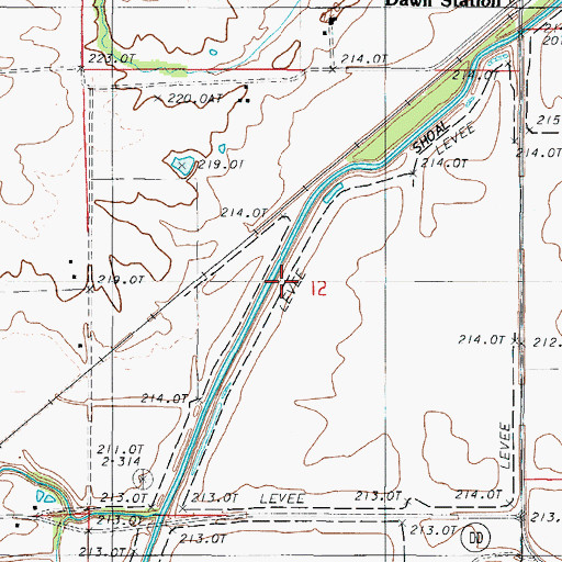 Topographic Map of Shoal Creek Drainage Ditch, MO