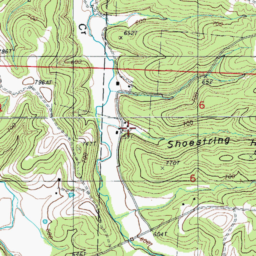 Topographic Map of Shoestring Hollow, MO