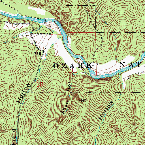 Topographic Map of Shop Hollow, MO
