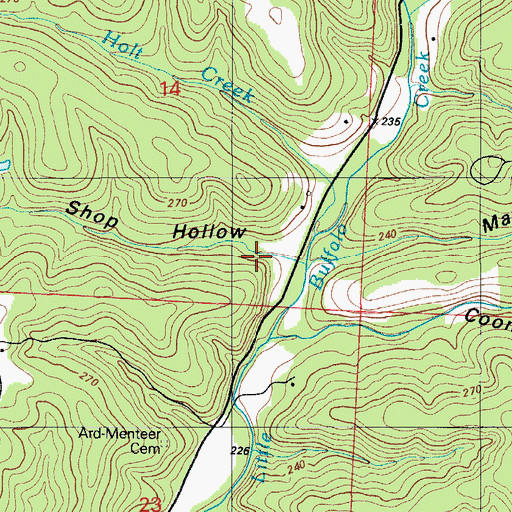 Topographic Map of Shop Hollow, MO