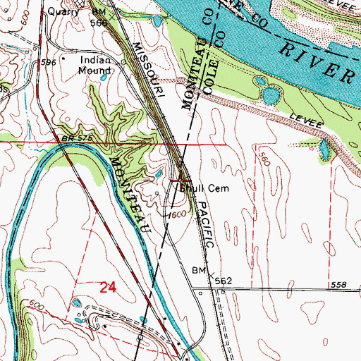 Topographic Map of Shull Cemetery, MO