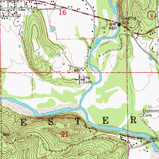 Topographic Map of Shy Cemetery, MO