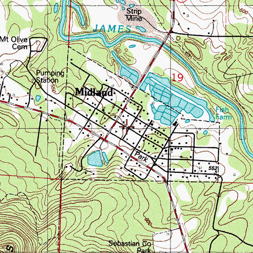 Topographic Map of Midland, AR