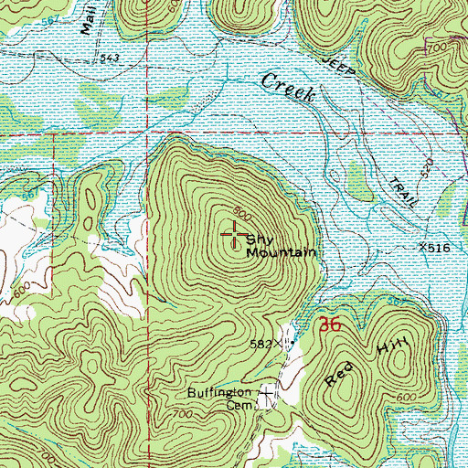 Topographic Map of Shy Mountain, MO