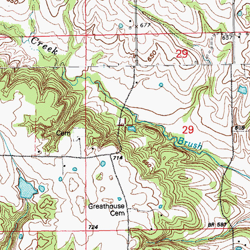 Topographic Map of Sidney School (historical), MO