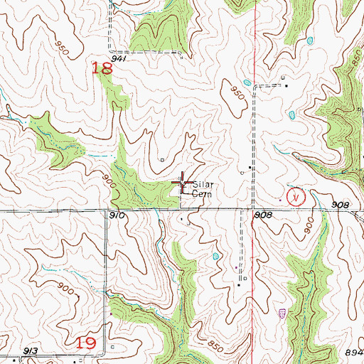 Topographic Map of Silar Cemetery, MO